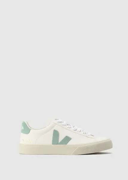 Image of Veja Womens Campo Leather Trainers In Extra White Matcha
