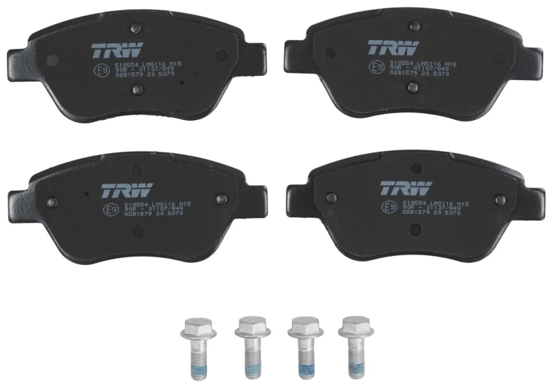 Image of TRW GDB1579 Brake pad set not prepared for wear warning indicator, with brake caliper screws Brake Pad Set,disc brake (402)