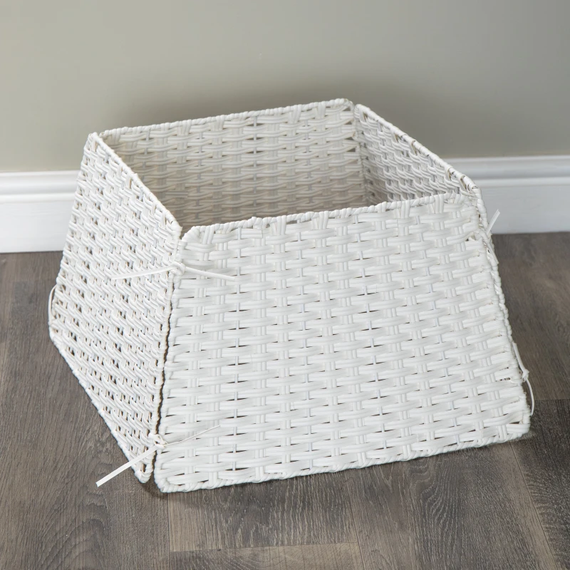 Image of 47cm x 46cm Samuel Alexander Foldable Faux Rattan Christmas Tree Skirt in White
