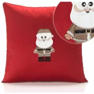 image of Alan Symonds - Claus Red Cushion Cover 18 Bed Sofa Accessory Unfilled Christmas - Red