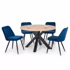 image of Julian Bowen Set Of Berwick Round Table And 4 Burgess Blue Chairs