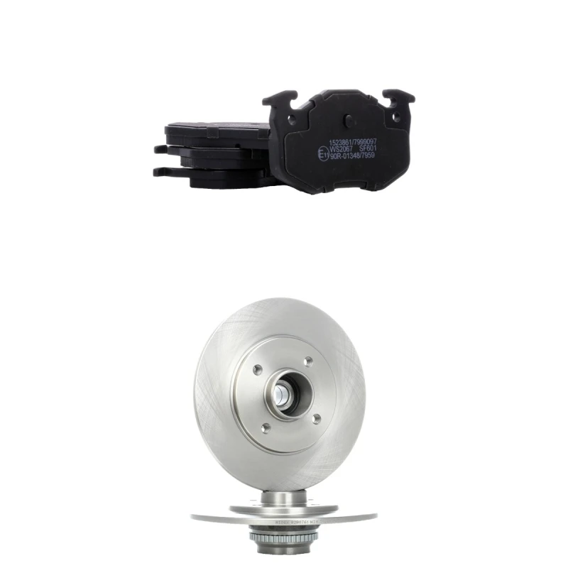 Image of RIDEX 3405B1825 Brake disc and pads set Rear Axle, Brake Disc Type: Solid, prepared for wear warning indicator, with wheel bearing kit Brake Set,disc