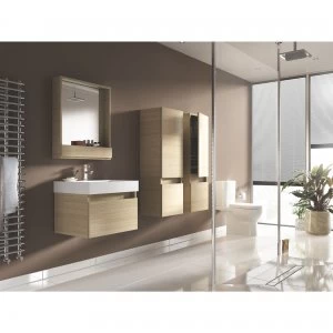 Image of Wickes Mondavio Oak Wall Hung Mirror Storage Unit - 600 mm