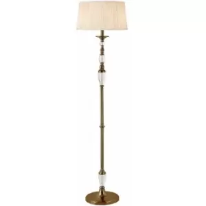 Image of Loops - Luxury Elegant Floor Lamp Antique Brass Crystal Beige Organza Shade 6ft Tall