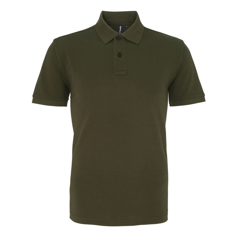 Image of Asquith & Fox Mens Plain Short Sleeve Polo Shirt in Olive Size: Small Olive Male S