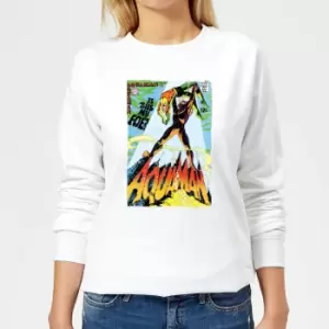 image of Justice League Aquaman Cover Womens Sweatshirt - White - M