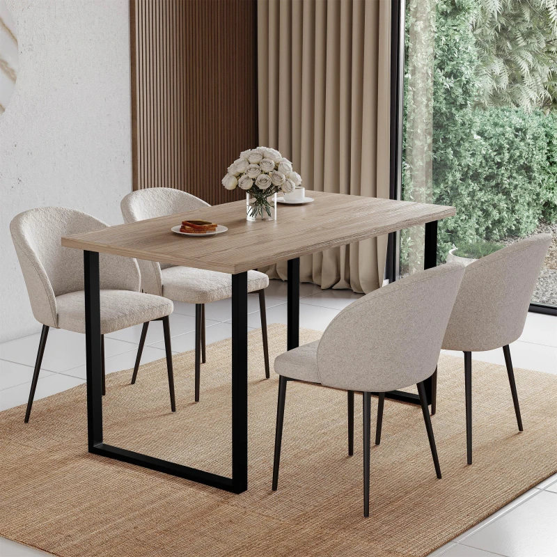 Image of Lassic 4 Seater Dining Table With U Shape Legs Oak unisex 4 Seater