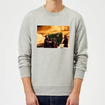 Image of Star Wars Jawas Christmas Tree Grey Christmas Sweatshirt - XL - Grey