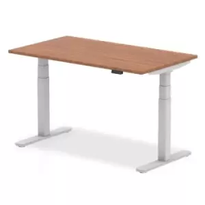 image of Air 1400 x 800mm Height Adjustable Desk Walnut Top Silver Leg