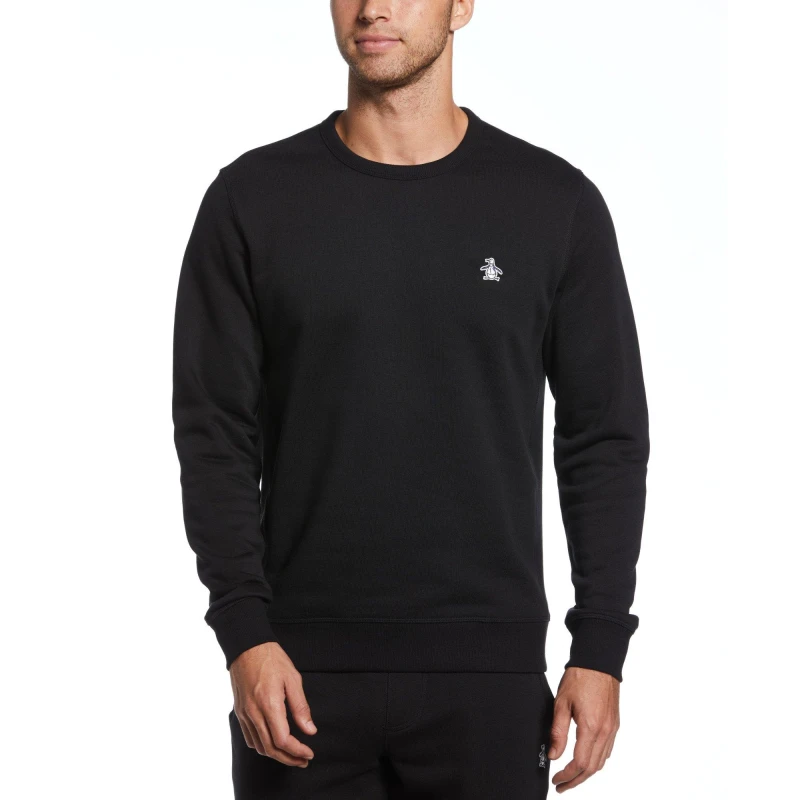 Image of Original Penguin Original Fleece Crew Sweater - Black S