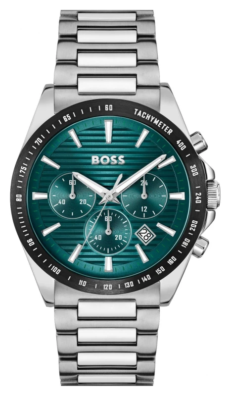 Image of BOSS 1514241 Strike Chronograph (41mm) Textured Teal Dial / Watch