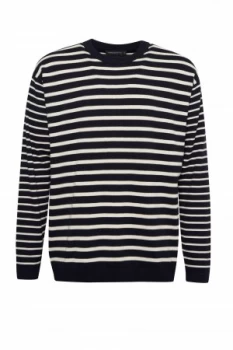 Image of Mens French Connection Superfine Breton Stripe Knit Top Blue MarineMilk