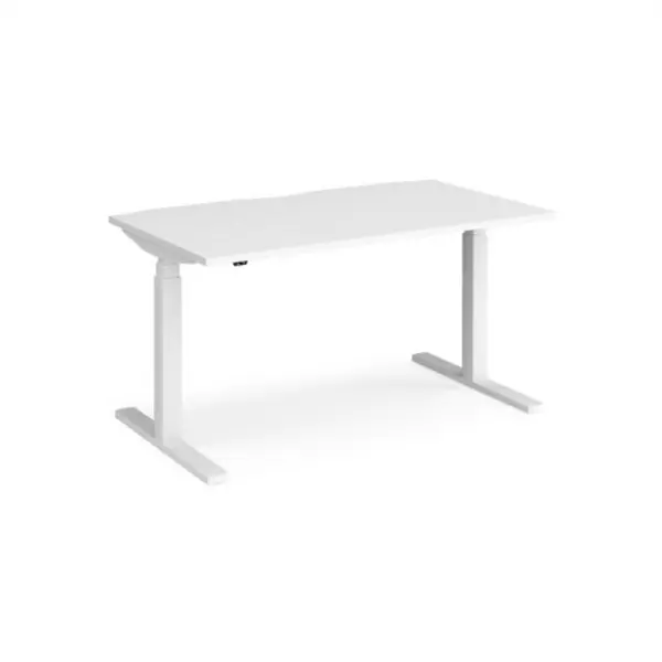 Image of Elev8 Height Adjustable Desk Rectangular Desk 1400mm White Tops With White Frames 800mm Depth Elev8 Touch White EVT-1400-WH-WH