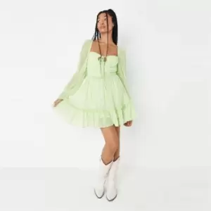 Missguided Milkmaid Tea Dress - Green