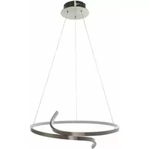 Image of Led Ceiling Pendant Light 32W Warm White Satin Nickel Loop Feature Strip Lamp