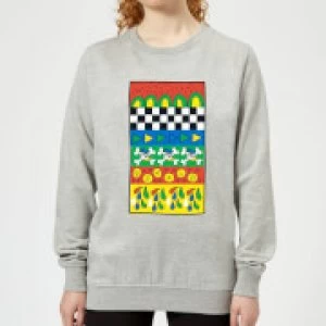 Image of Donald Duck Vintage Pattern Womens Sweatshirt - Grey - L