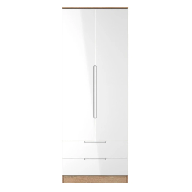Image of Welcome Furniture Milan Tall 2 Drawer Double Wardrobe - Ready Assemb Wardrobes Large White 38247190430