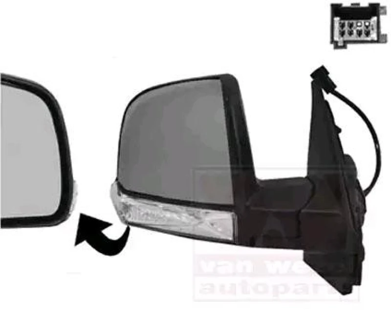 Image of VAN WEZEL 1638808 Wing mirror * HAGUS * Right, without wide angle mirror, primed Outside Mirror (50)