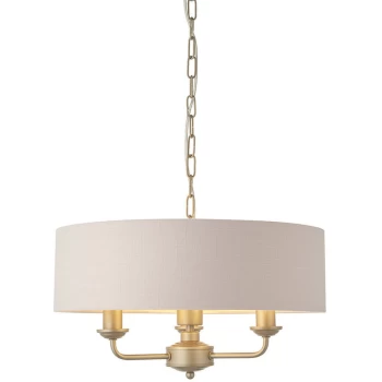 Image of Endon Directory Lighting - Single Shade Pendant Light Champagne Paint, Blush Pink Fabric