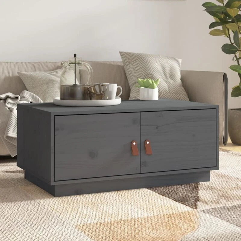 Image of Vidaxl Coffee Table Grey 80X50X35cm Solid Wood Pine, Grey 818252