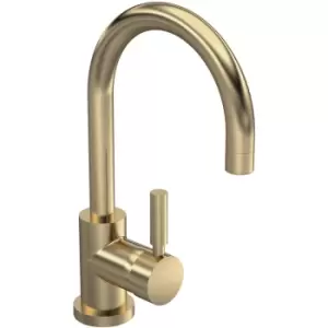Image of Hudson Reed Tec Single Lever Side Action Mono Basin Mixer Tap with Waste - Brushed Brass