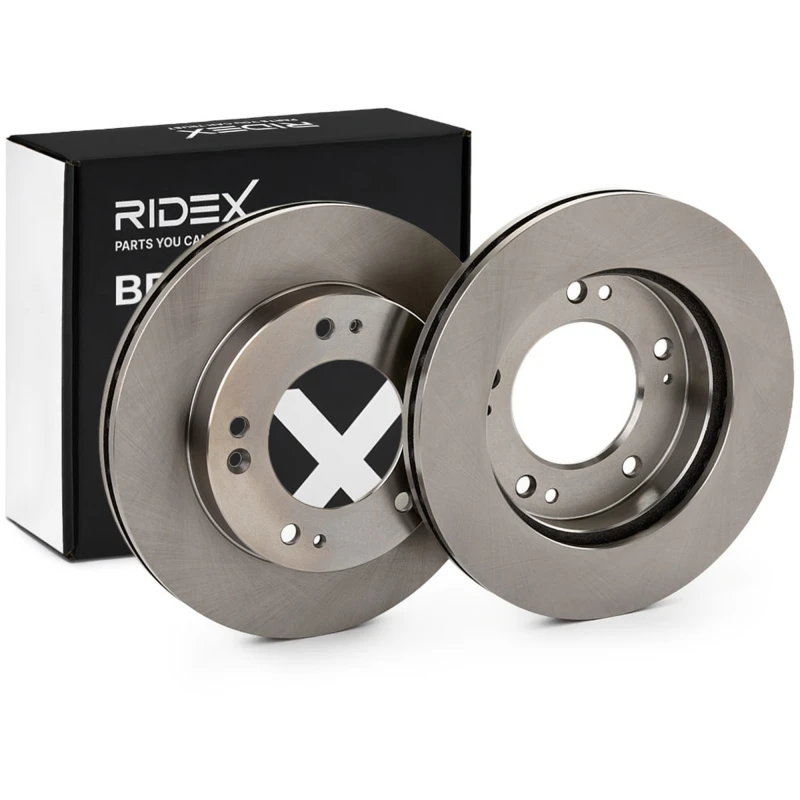 Image of RIDEX 82B0877 Brake disc Front Axle, Vented, Cast Iron, Uncoated, Untreated, without bolts/screws Cast Iron Brake Disc (82)