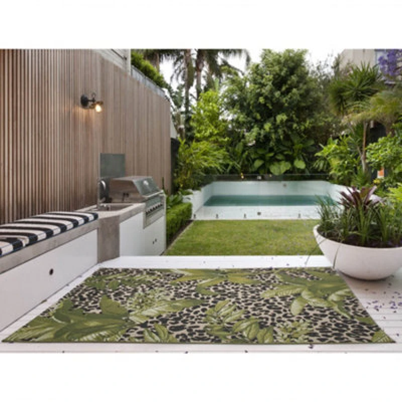 Image of Melrose Modern Style Rugs Green Animal Print Non-Slip Indoor/outdoor Rug 120/170Cm