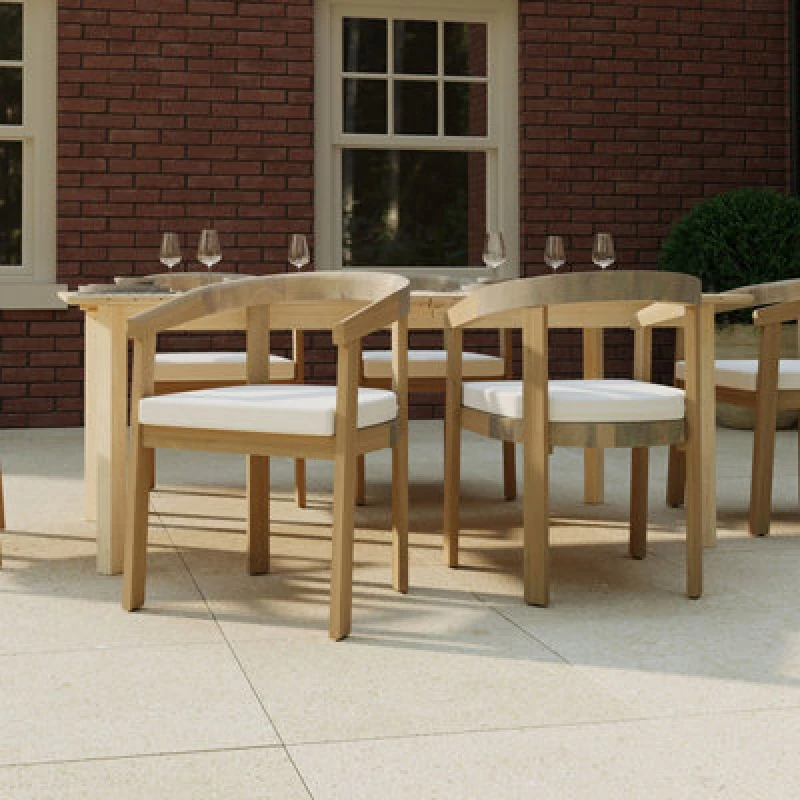 Image of Charles Bentley Dining Chairs Set Of 2 Acacia Garden Furniture With Cushions