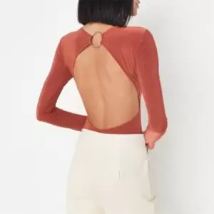 Missguided Open Back Slinky Bodysuit - Orange