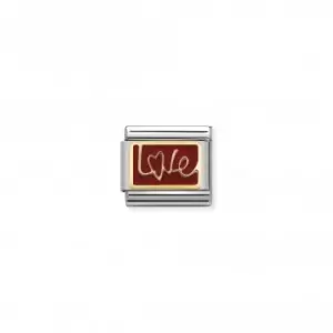 Image of Nomination Composable Classic Plates Gold Love Italics Link 030284/11