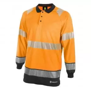 Beeswift High Visibility Two Tone Polo Shirt Long Sleeve Orange