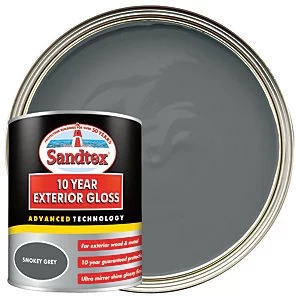 image of Sandtex 10 Year Exterior Gloss Paint - Smokey Grey 750ml