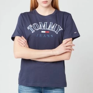 Image of Tommy Jeans Womens TJW Relaxed College Logo T-Shirt - Twilight Navy - M