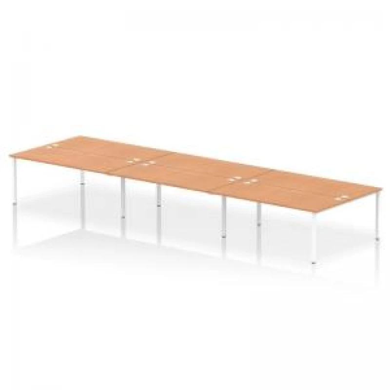 Image of Impulse Impulse Bench B2B 6 Person 1800 White Frame Office Bench Desk Oak IMB6P18OAKW