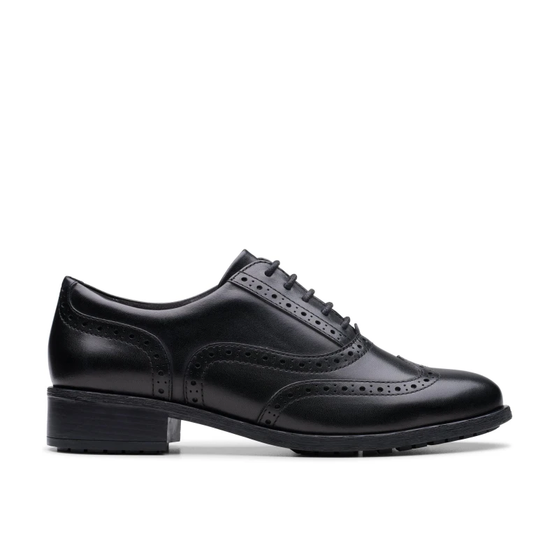 Image of Clarks Havisham Oak Black Leather Brogues Black