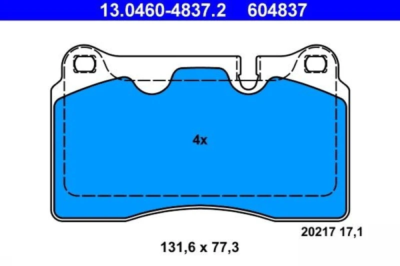 Image of ATE 13.0460-4837.2 Brake pad set excl. wear warning contact, Right Connector Brake Pad Set,disc brake (402)