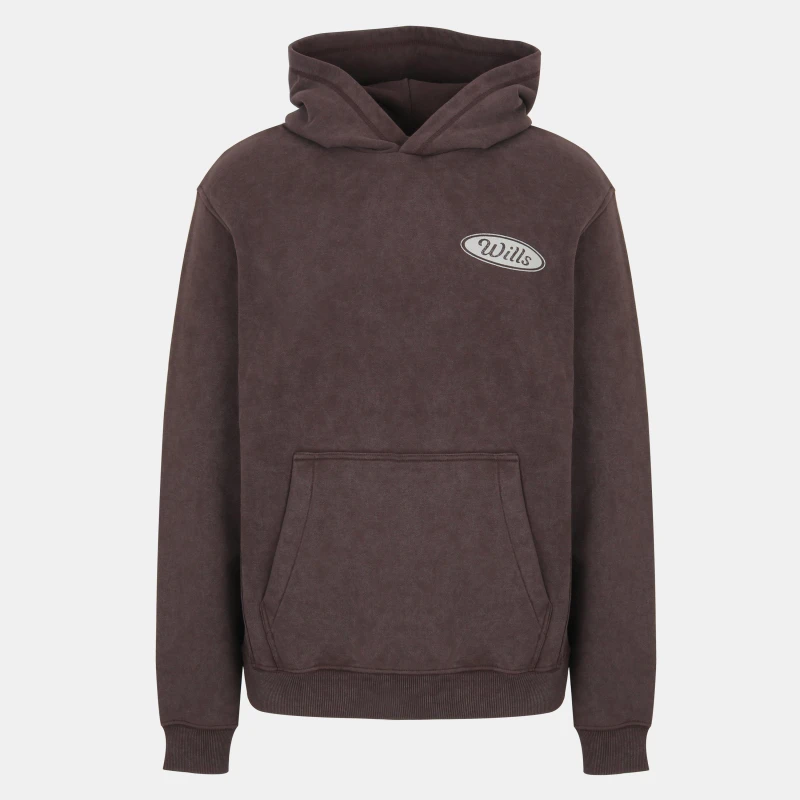 Image of Jack Wills Mens Americano Cotton Long Sleeve Hoodie Black Coffee male S