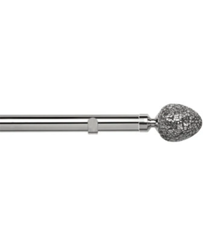 Image of Unknown 28mm Fixed Length Metal Eyelet Curtain Pole Set In Satin Silver - Alexia Finial, 50Cm