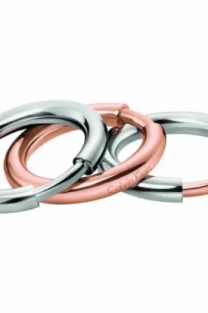 Image of Ladies Calvin Klein Two-Tone Steel and Rose Plate Size N Disclose Ring Set Size N.5 KJ5FMR200107