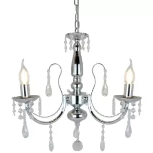 image of Zumaline Lighting - Zumaline Albi Multi Arm Chandelier, Chrome, Glass, 3x E14