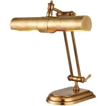 image of Interiors Winchester - 2 Light Banker Table Lamp Brass, E14