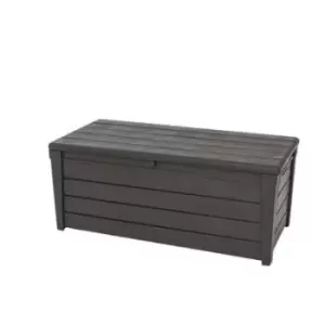 image of Keter Saxon Brightwood Outdoor Brown Plastic Storage Box 454L