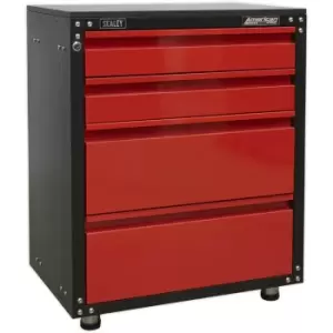 Image of Modular 4 Drawer Cabinet with Worktop - 665 x 460 x 820mm - Ball Bearing Slides