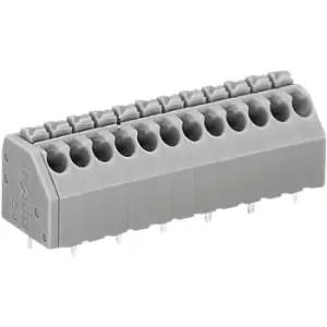 Image of Wago 250-206 6 Pole 3.5mm 8A 45° Push Button PCB Terminal Block Grey