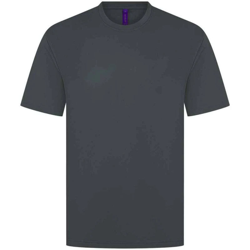 Image of Henbury Mens CoolPlus Moisture Wicking T-Shirt in Charcoal Size: Large Charcoal Male L
