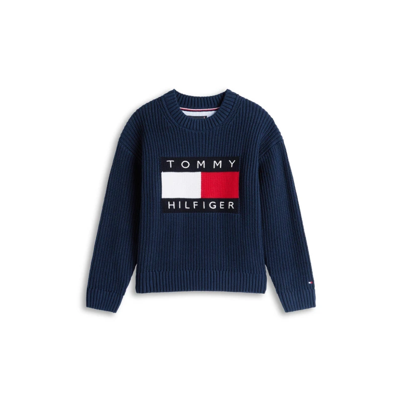 Image of Tommy Hilfiger Kids Heritage Knitted Crew Neck Jumper Night Navy C1G male 12Y