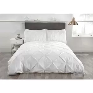 image of Balmoral Luxury Double Duvet Set 2 Pillowcases White Pintuck Trim