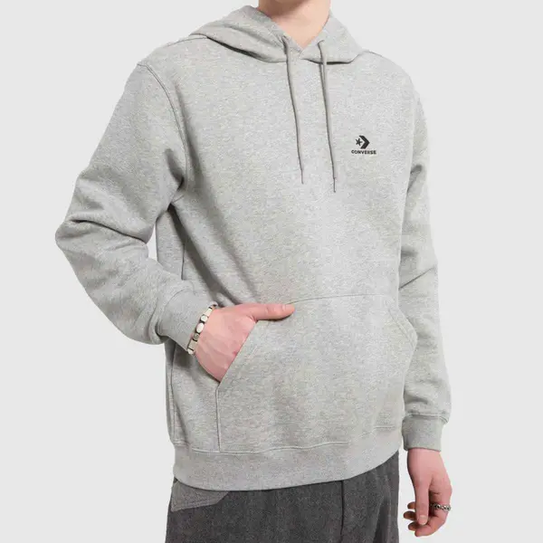 image of Converse go to embroidered star hoodie in grey Grey Lrg