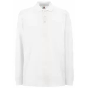 image of Fruit Of The Loom Mens Premium Long Sleeve Polo Shirt (2XL) (White)