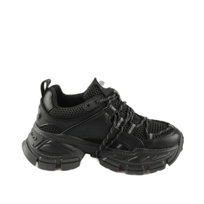 Image of Buffalo Womens vegan nappa and mesh sneakers Buffalo Saturn Lace Noir Female 37